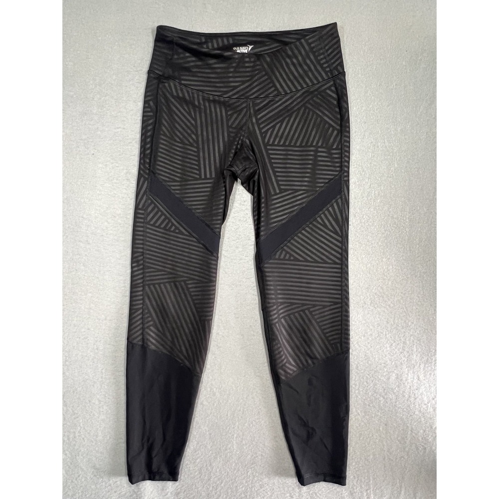 Old Navy Active Go-Dry‎ Women's Black Geometric Leggings Size S Small Athletic